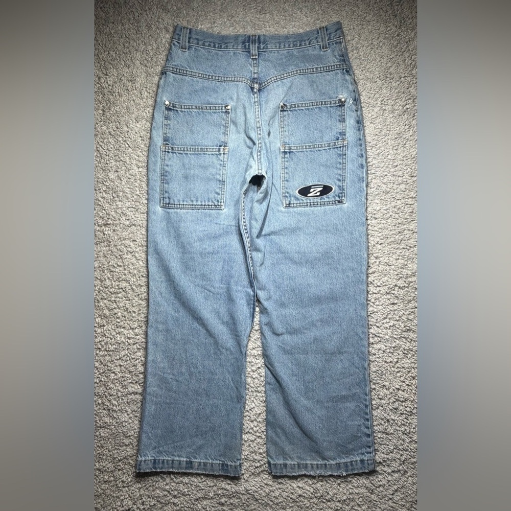 Zonz Jeans Mens 30 x 30 Baggy Wide Leg Vintage Y2K Light Wash Relaxed Streetwear